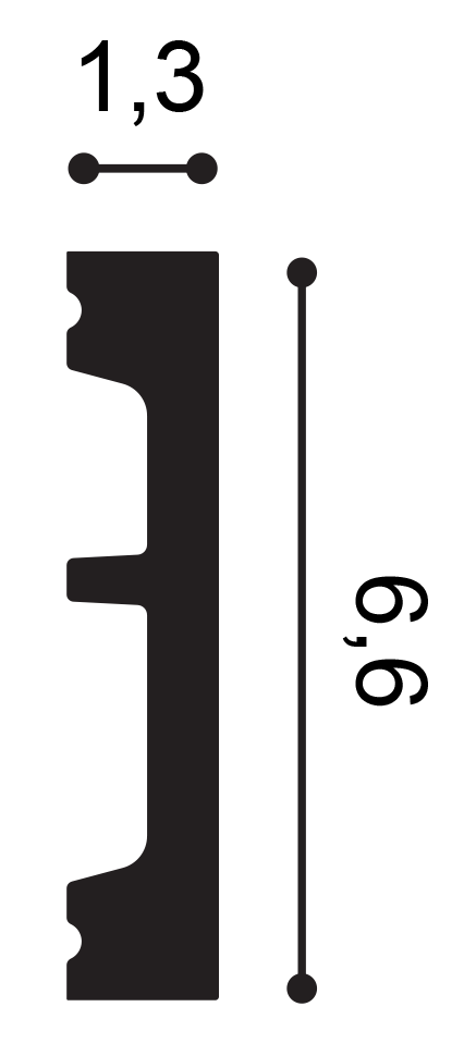 Tall black vertical panel with rounded ends and a slim mounting rail on the right; appears to be a wall-mounted device with a handle or connector protruding laterally.