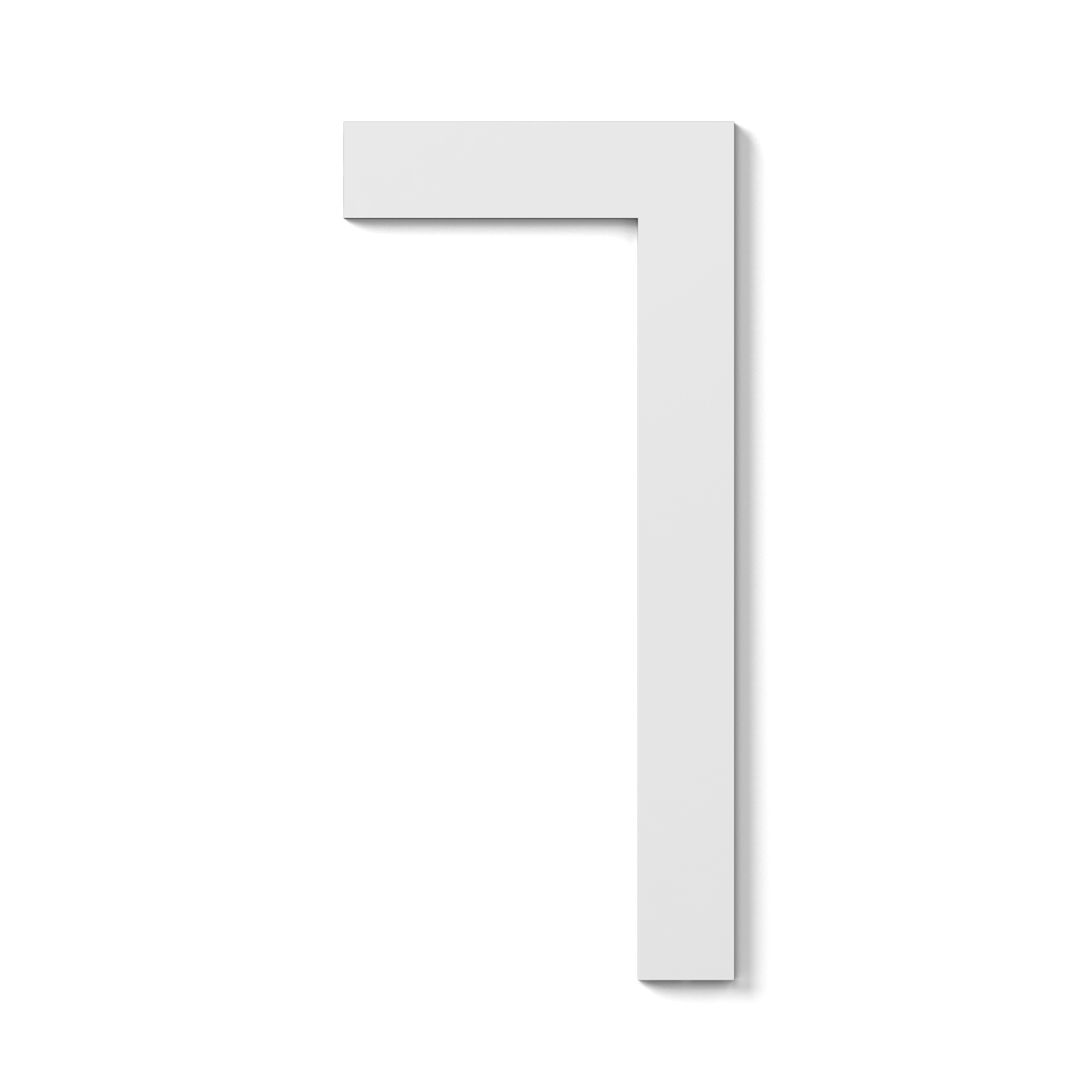Close-up of a light gray 3D L-shaped metal beam corner casting a shadow on a white background within a minimal scene