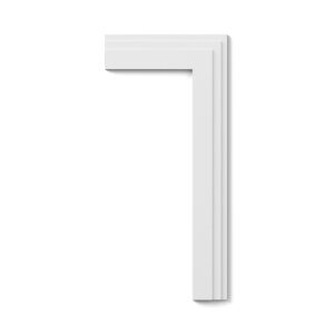 White door frame corner with stepped molding and soft shadow